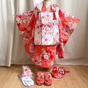 Shichi-Go-San set for 3-year-old girl - pink - used - from Japan